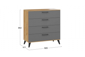 Комод Нео с опорами Дуб Крафт золотой, Серый графит, Черный матовый