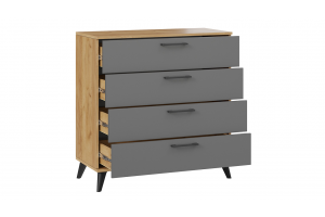 Комод Нео с опорами Дуб Крафт золотой, Серый графит, Черный матовый