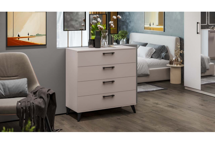 Комод «Нео» с опорами Кашемир, Черный матовый