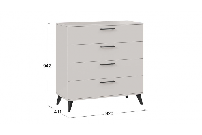 Комод «Нео» с опорами Кашемир, Черный матовый