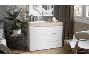 Комод Тип 1 Дуб Сонома, Белый Ясень