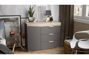 Комод Тип 1 Дуб Сонома, Графит Серый