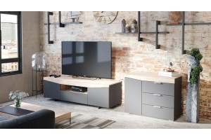 Комод Тип 1 Дуб Сонома, Графит Серый