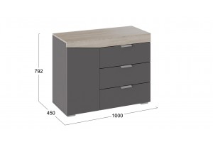 Комод Тип 1 Дуб Сонома, Графит Серый