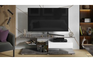 Тумба ТВ Diamond Тип 1 Белый, Ателье темный глянец