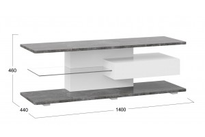 Тумба ТВ Diamond Тип 1 Белый, Ателье темный глянец