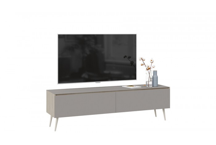 Тумба для теле- и радиоаппаратуры «Глосс» с опорами - СМ-319.03.011 Баттл Рок, Стекло Светлый Stone(St), Бежевый