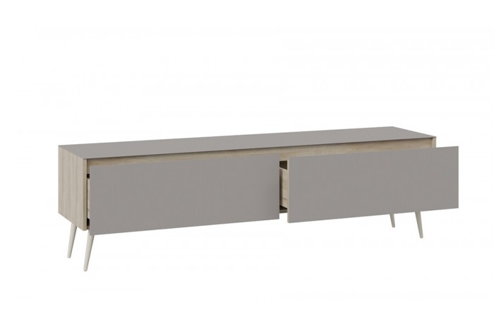 Тумба для теле- и радиоаппаратуры «Глосс» с опорами - СМ-319.03.011 Баттл Рок, Стекло Светлый Stone(St), Бежевый