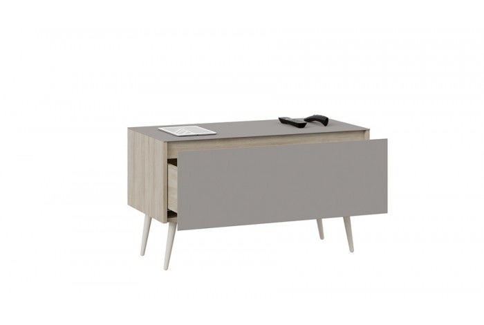 Тумба для теле- и радиоаппаратуры «Глосс» с опорами - СМ-319.03.012 Баттл Рок, Стекло Светлый Stone(St), Бежевый