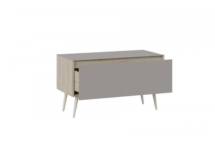 Тумба для теле- и радиоаппаратуры «Глосс» с опорами - СМ-319.03.012 Баттл Рок, Стекло Светлый Stone(St), Бежевый