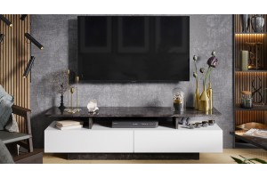 Тумба ТВ Монтана Тип 1 Белый, Ателье темный глянец