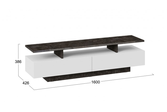Тумба ТВ «Монтана» тип 1 - КМ+02.84.000.024 Белый, Ателье темный глянец