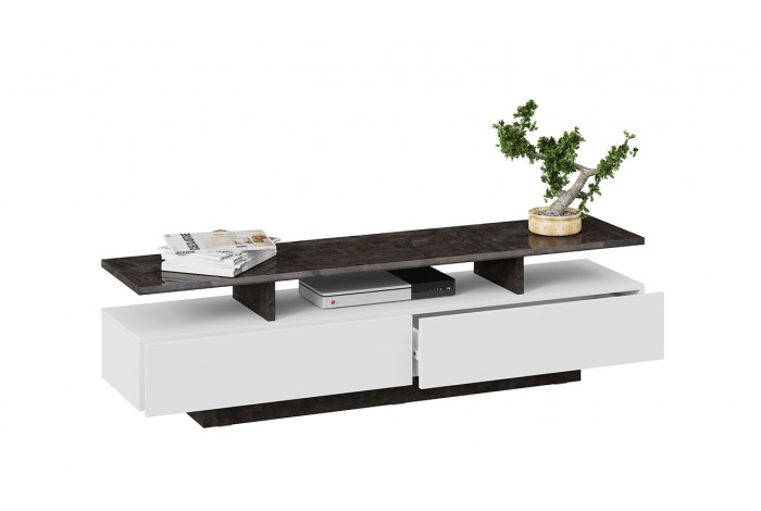 Тумба ТВ «Монтана» тип 1 - КМ+02.84.000.024 Белый, Ателье темный глянец