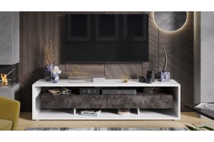 Тумба ТВ Монтана Тип 2 Белый, Ателье темный глянец