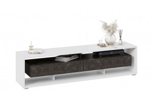 Тумба ТВ Монтана Тип 2 Белый, Ателье темный глянец