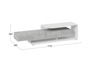 Тумба ТВ «Монтана» Тип 4 Белый, Ателье светлый глянец