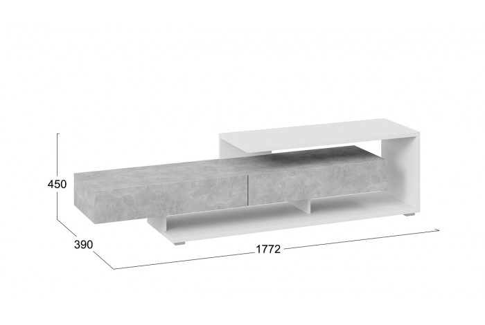 Тумба ТВ «Монтана» Тип 4 - КМ+02.84.000.027 Белый, Ателье светлый глянец