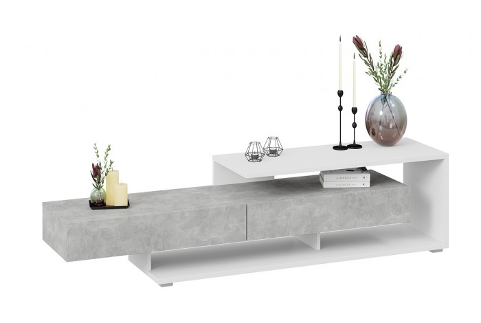 Тумба ТВ «Монтана» Тип 4 - КМ+02.84.000.027 Белый, Ателье светлый глянец