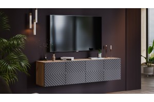 Тумба ТВ Танго Дуб крафт золотой/Холст вулкан