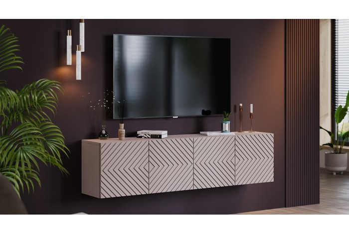 Тумба ТВ «Танго» Глиняно серый, Холст латте