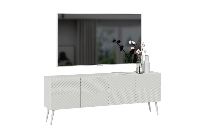 Тумба ТВ «Танго» с опорами Белый, Холст Белый