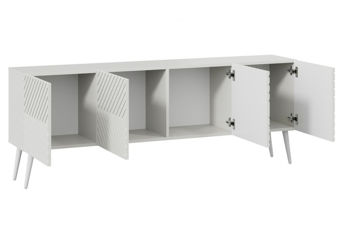 Тумба ТВ «Танго» с опорами Белый, Холст Белый