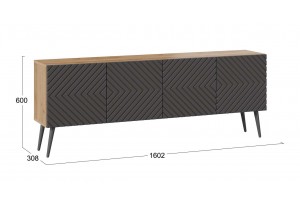 Тумба ТВ Танго с опорами Дуб крафт золотой/Холст вулкан
