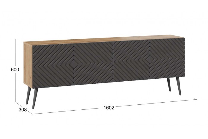 Тумба ТВ «Танго» с опорами Дуб крафт золотой/Холст вулкан