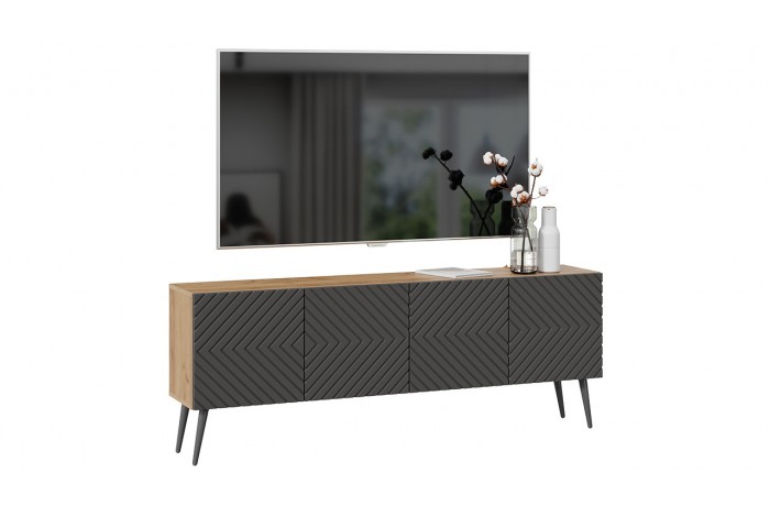 Тумба ТВ «Танго» с опорами Дуб крафт золотой/Холст вулкан