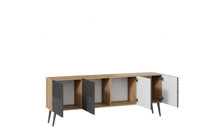 Тумба ТВ «Танго» с опорами Дуб крафт золотой/Холст вулкан