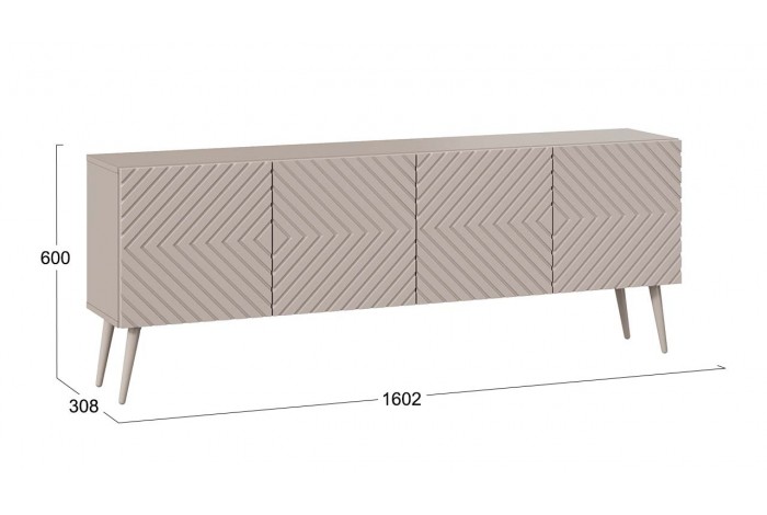 Тумба ТВ «Танго» с опорами Глиняно серый, Холст латте