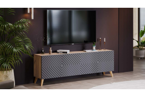 Тумба ТВ Танго Тип 1 с опорами Бук матовый, Дуб Крафт золотой, Холст Вулкан