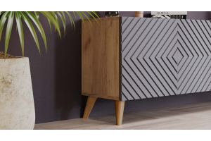 Тумба ТВ Танго Тип 1 с опорами Бук матовый, Дуб Крафт золотой, Холст Вулкан