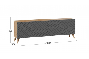 Тумба ТВ Танго Тип 1 с опорами Бук матовый, Дуб Крафт золотой, Холст Вулкан