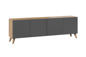 Тумба ТВ Танго Тип 1 с опорами Бук матовый, Дуб Крафт золотой, Холст Вулкан