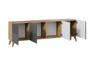 Тумба ТВ Танго Тип 1 с опорами Бук матовый, Дуб Крафт золотой, Холст Вулкан