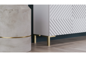 Тумба ТВ Танго Тип 1 с опорами Золото розовое, Белый, Холст Белый