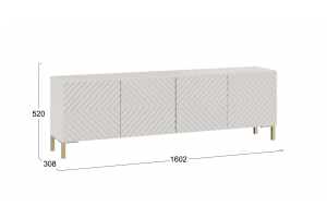 Тумба ТВ Танго Тип 1 с опорами Золото розовое, Белый, Холст Белый