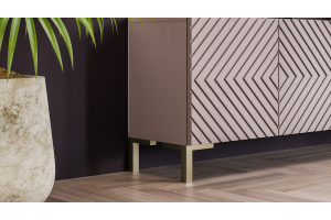 Тумба ТВ Танго Тип 1 с опорами Золото розовое, Глиняно серый, Холст латте