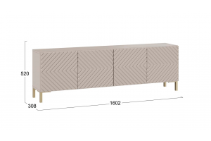 Тумба ТВ Танго Тип 1 с опорами Золото розовое, Глиняно серый, Холст латте