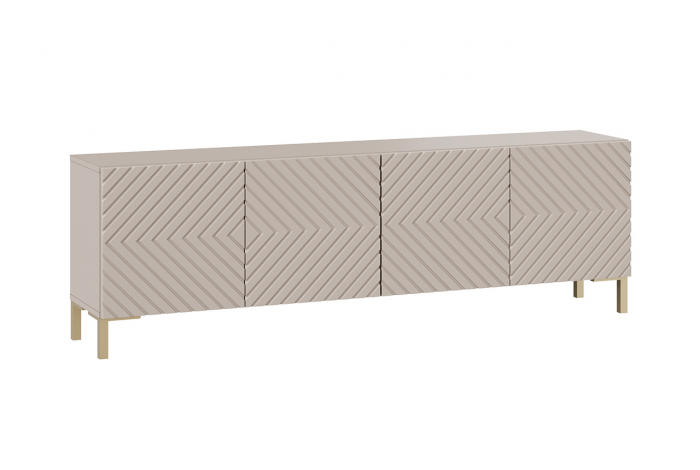 Тумба ТВ «Танго» Тип 1 с опорами Золото розовое, Глиняно серый, Холст латте