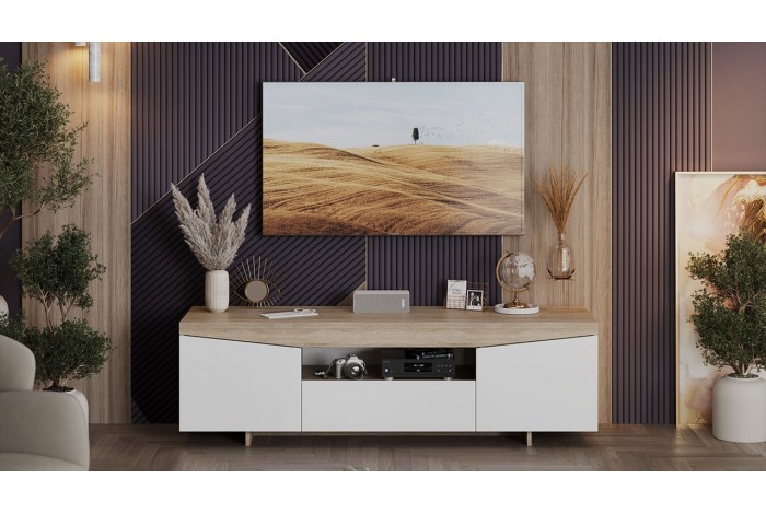 Тумба ТВ Тип 1 Белый Ясень, Дуб Сонома