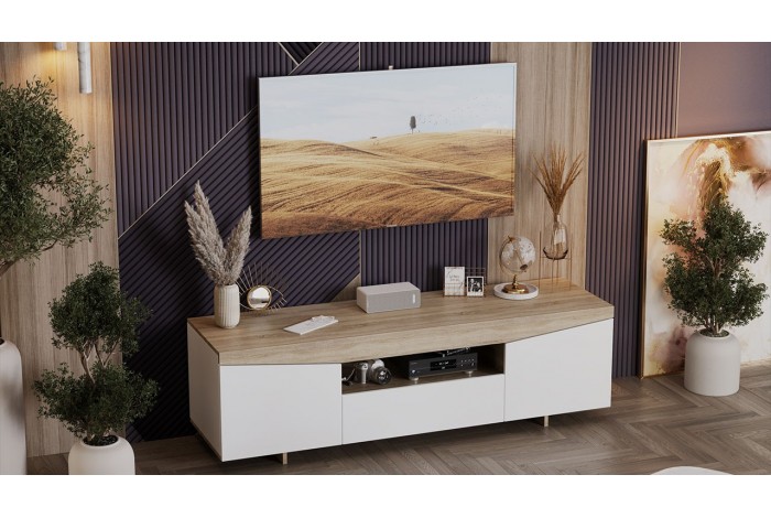 Тумба ТВ Тип 1 Белый Ясень, Дуб Сонома