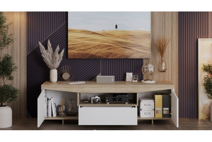 Тумба ТВ Тип 1 Белый Ясень, Дуб Сонома