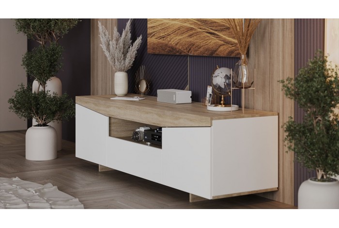 Тумба ТВ Тип 1 Белый Ясень, Дуб Сонома