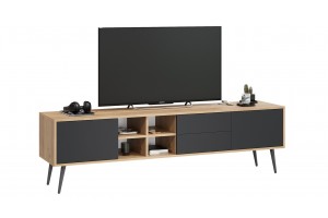 Тумба ТВ Тип 5 с опорами Дуб Крафт золотой, Антрацит, Серый