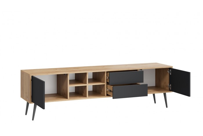 Тумба ТВ Тип 5 с опорами Дуб Крафт золотой, Антрацит, Серый