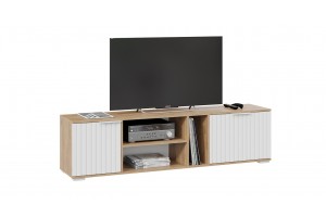 Тумба под ТВ Хилтон Дуб Крафт золотой, Белый матовый