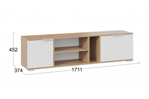 Тумба под ТВ Хилтон Дуб Крафт золотой, Белый матовый