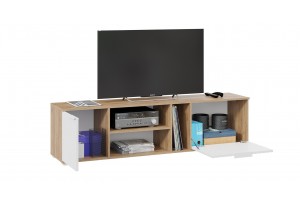 Тумба под ТВ Хилтон Дуб Крафт золотой, Белый матовый